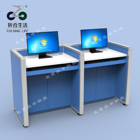 E字型升降屏風(fēng)電腦桌（湖藍色）